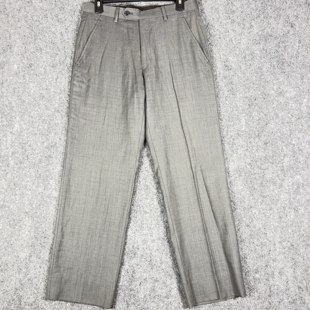 Alfani Slim Fit Wool Dress Pants Mens 30x30 Gray Flat Front Career Office
